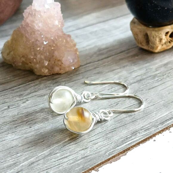 Cherry Quartz Crystal Dangle Earrings, Gemstone Jewelry, Boho Chic 1.5" - Picture 1 of 4